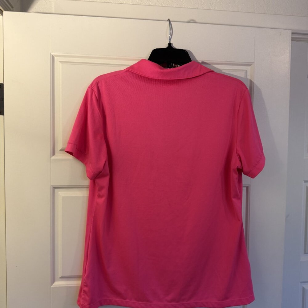Maggie Lane Pink Polo Shirt Lightweight Stretchy Activewear Short Sleeves Size L - Picture 8 of 8
